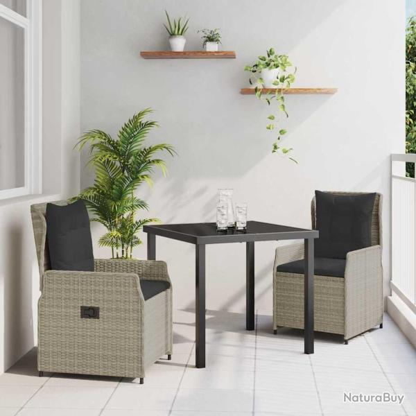 Ensemble de salle � manger pour jardin 3 pcs Gris clair