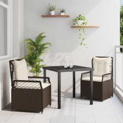Ensemble de salle &agrave; manger pour jardin 3 pcs Marron polyrotin