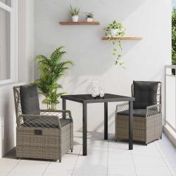 Ensemble de salle &agrave; manger pour jardin 3 pcs Gris polyrotin
