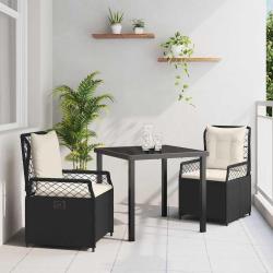Ensemble de salle &agrave; manger pour jardin 3 pcs Noir polyrotin