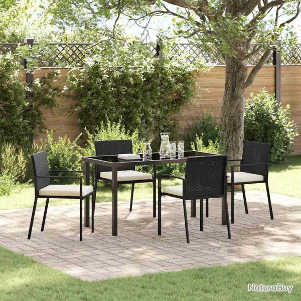 Ensemble de salle � manger pour jardin 5 pcs Noir