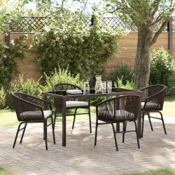 Ensemble de salle &agrave; manger pour jardin 5 pcs Marron