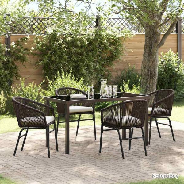 Ensemble de salle � manger pour jardin 5 pcs Marron
