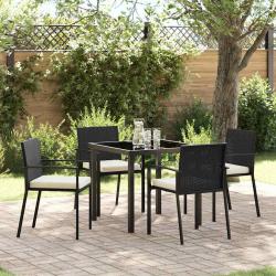Ensemble de salle &agrave; manger pour jardin 5 pcs Noir