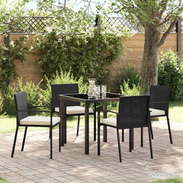 Ensemble de salle � manger pour jardin 5 pcs Noir