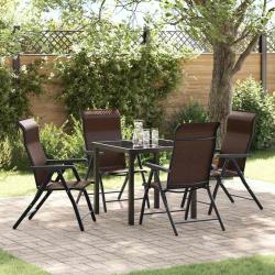 Ensemble de salle &agrave; manger pour jardin 5 pcs Marron