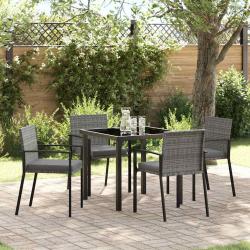 Ensemble de salle &agrave; manger pour jardin 5 pcs Gris
