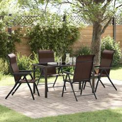Ensemble de salle &agrave; manger pour jardin 5 pcs Marron