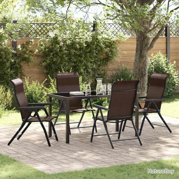 Ensemble de salle � manger pour jardin 5 pcs Marron