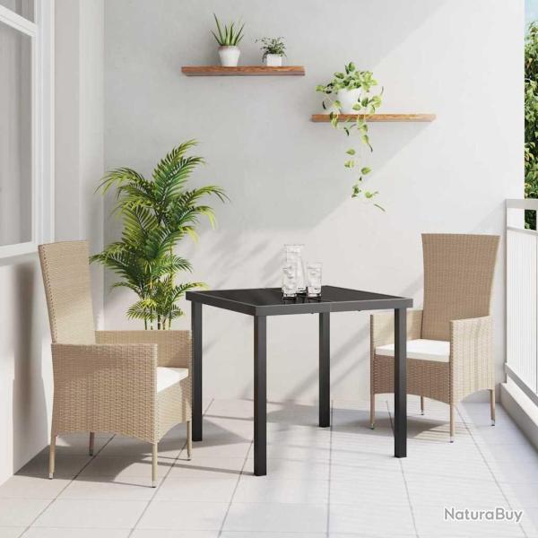 Ensemble de salle � manger pour jardin 3 pcs Beige polyrotin