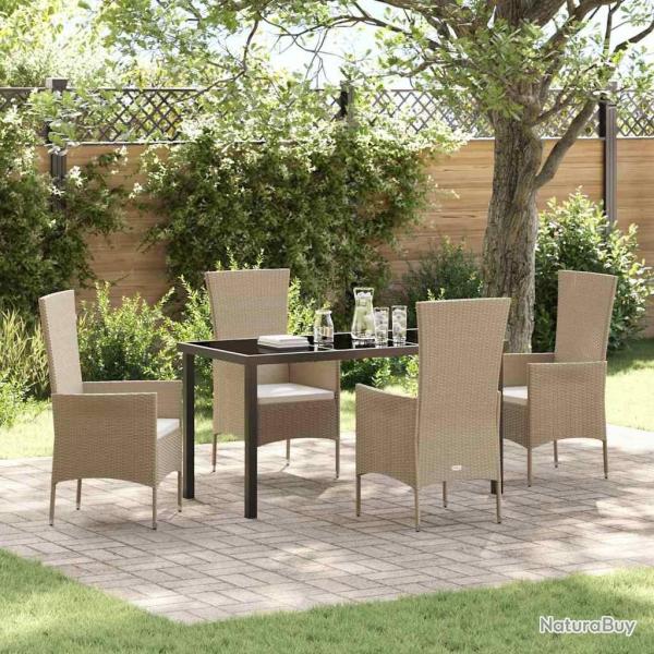 Ensemble de salle � manger pour jardin 5 pcs Beige polyrotin