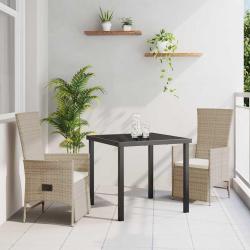 Ensemble de salle &agrave; manger pour jardin 3 pcs Beige polyrotin