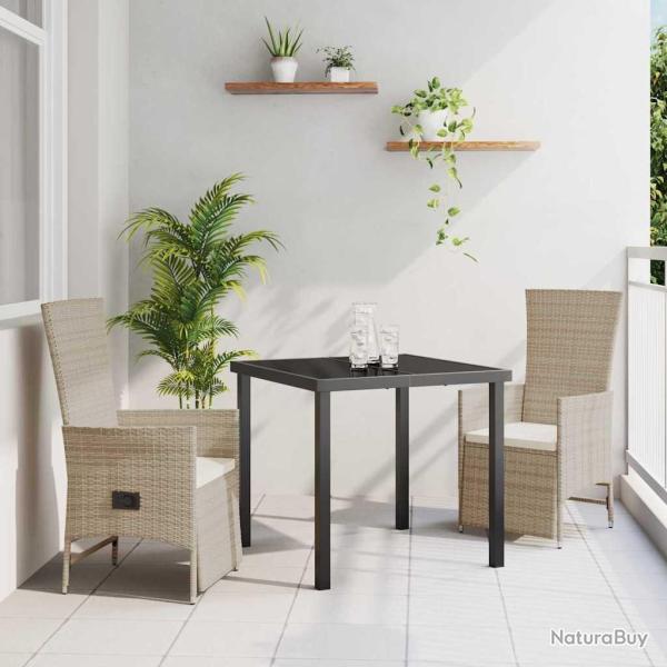 Ensemble de salle � manger pour jardin 3 pcs Beige polyrotin