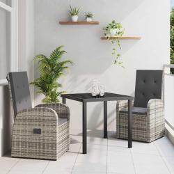 Ensemble de salle &agrave; manger pour jardin 3 pcs Gris polyrotin