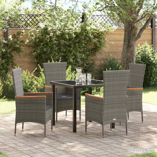 Ensemble de salle � manger pour jardin avec coussin 5 pcs Gris