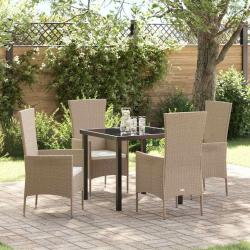 Ensemble de salle &agrave; manger pour jardin 5 pcs Beige polyrotin