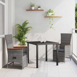 Ensemble de salle &agrave; manger pour jardin 3 pcs Gris polyrotin