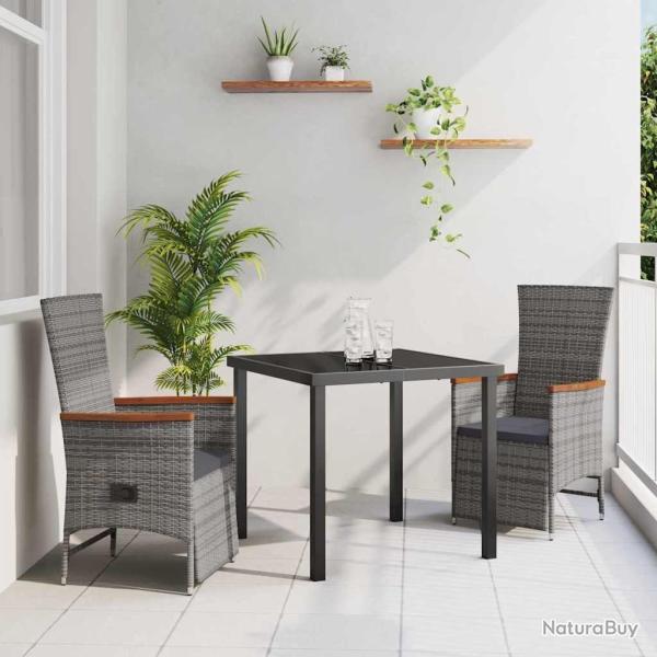 Ensemble de salle � manger pour jardin 3 pcs Gris polyrotin