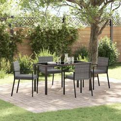 Ensemble de salle &agrave; manger pour jardin 5 pcs Gris