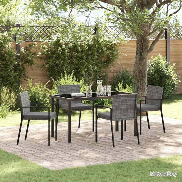 Ensemble de salle � manger pour jardin 5 pcs Gris