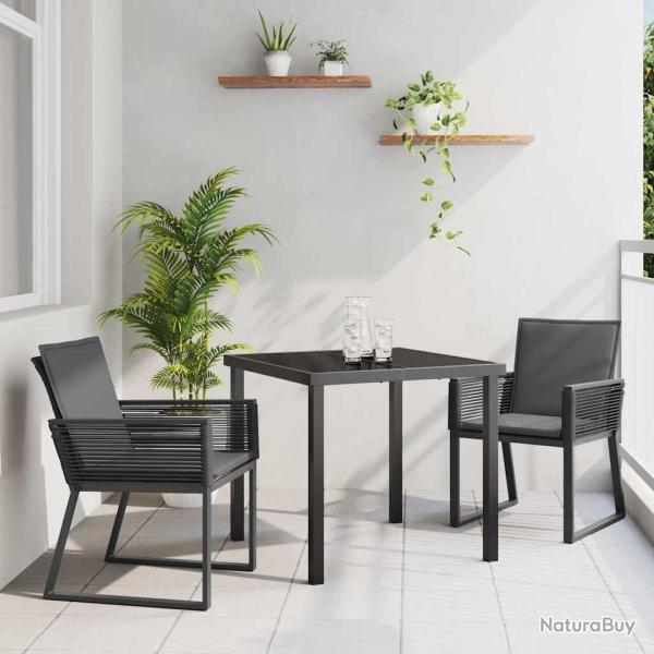 Ensemble de salle � manger pour jardin 3 pcs Noir