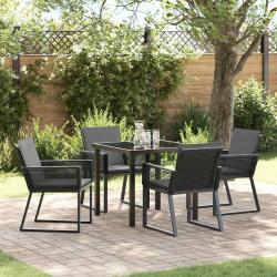 Ensemble de salle &agrave; manger pour jardin 5 pcs Noir