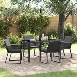 Ensemble de salle &agrave; manger pour jardin 5 pcs Noir