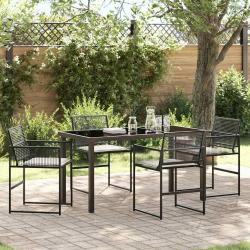Ensemble de salle &agrave; manger pour jardin 5 pcs Noir