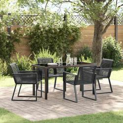 Ensemble de salle &agrave; manger pour jardin 5 pcs Noir