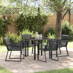 Ensemble de salle &agrave; manger pour jardin 5 pcs Noir