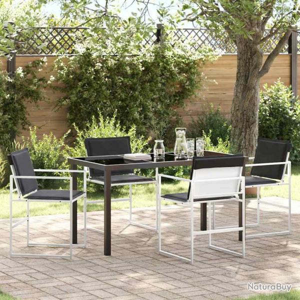Ensemble de salle � manger pour jardin 5 pcs Blanc