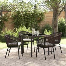 Ensemble de salle &agrave; manger pour jardin 5 pcs Marron