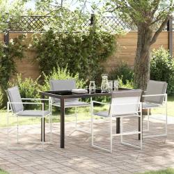 Ensemble de salle &agrave; manger pour jardin 5 pcs Blanc