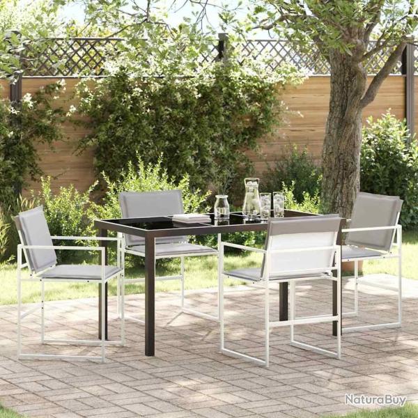 Ensemble de salle � manger pour jardin 5 pcs Blanc