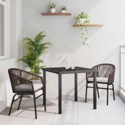 Ensemble de salle &agrave; manger pour jardin 3 pcs Marron
