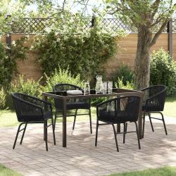 Ensemble de salle &agrave; manger pour jardin 5 pcs Noir