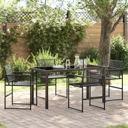 Ensemble de salle &agrave; manger pour jardin 5 pcs Noir