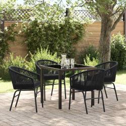 Ensemble de salle &agrave; manger pour jardin 5 pcs Noir