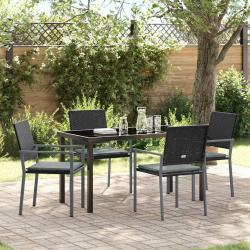 Ensemble de salle &agrave; manger pour jardin 5 pcs Noir et Gris Clair