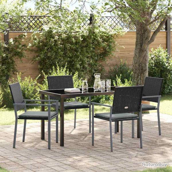 Ensemble de salle � manger pour jardin 5 pcs Noir et Gris Clair