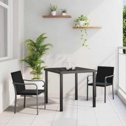 Ensemble de salle &agrave; manger pour jardin 3 pcs Noir et gris