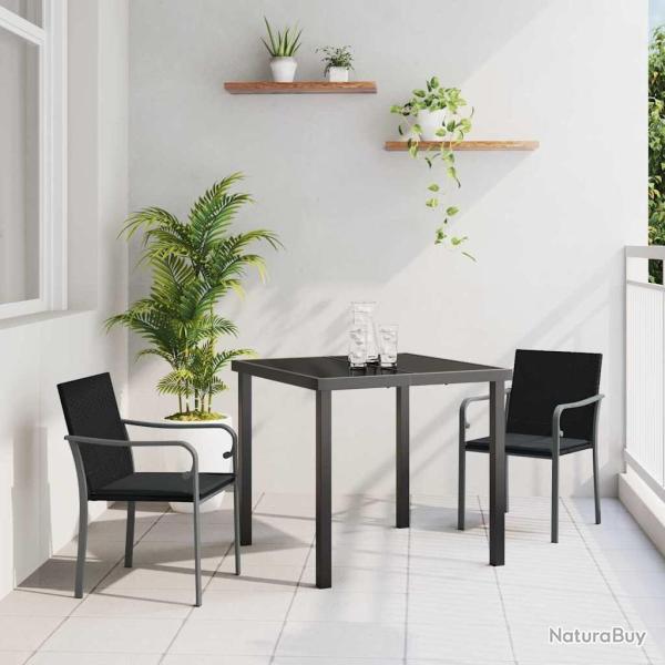 Ensemble de salle � manger pour jardin 3 pcs Noir et gris