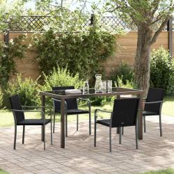 Ensemble de salle &agrave; manger pour jardin 5 pcs Noir et gris