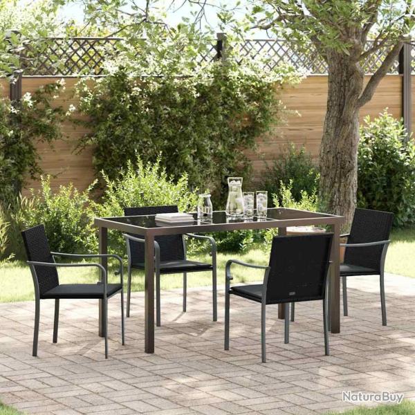 Ensemble de salle � manger pour jardin 5 pcs Noir et gris