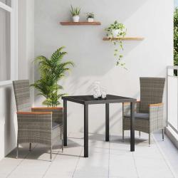 Ensemble de salle &agrave; manger pour jardin avec coussin 3 pcs Gris