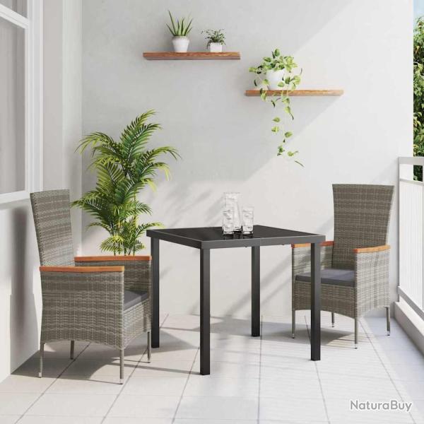 Ensemble de salle � manger pour jardin avec coussin 3 pcs Gris