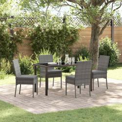 Ensemble de salle &agrave; manger pour jardin 5 pcs Gris