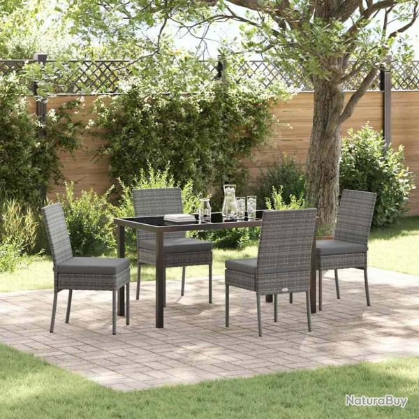 Ensemble de salle � manger pour jardin 5 pcs Gris