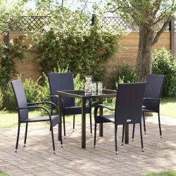 Ensemble de salle &agrave; manger pour jardin 5 pcs Noir