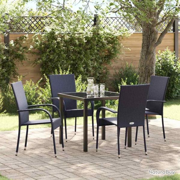 Ensemble de salle � manger pour jardin 5 pcs Noir